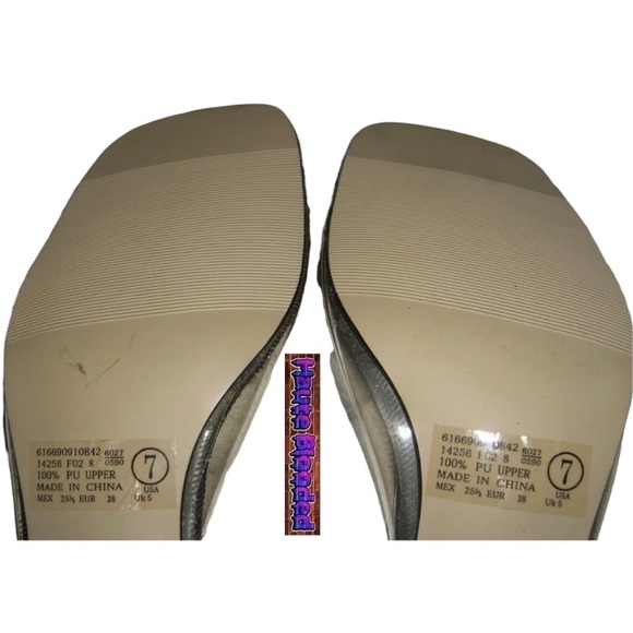 Vintage 90s y2k Deadstock Clear Lucite Plastic Denim Slides Square Toe Heels 7 - Picture 11 of 15